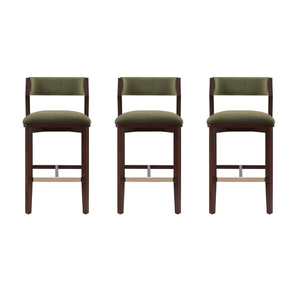 Manhattan Comfort Patricia Barstool in Turtle Green - Set of 3 - 3-BS026-GR