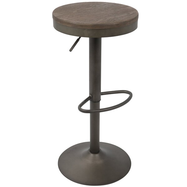 Lumisource Dakota Adjustable Swivel Barstool in Antique and Brown, PK 2 - BS-DAK AN+BN2