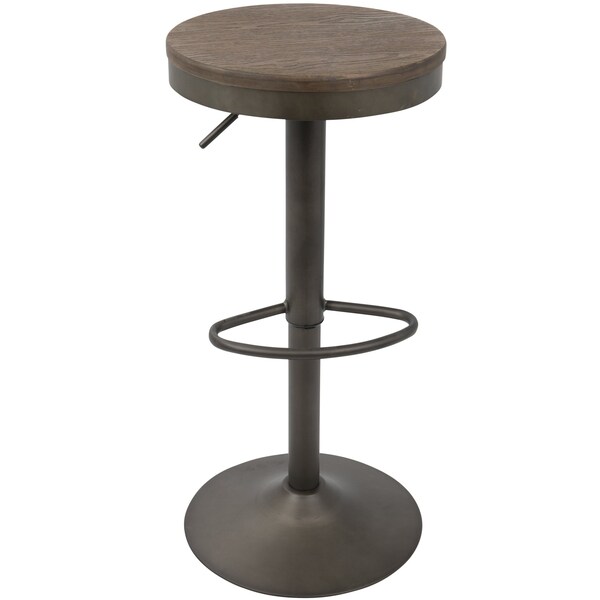 Lumisource Dakota Adjustable Swivel Barstool in Antique and Brown, PK 2 - BS-DAK AN+BN2