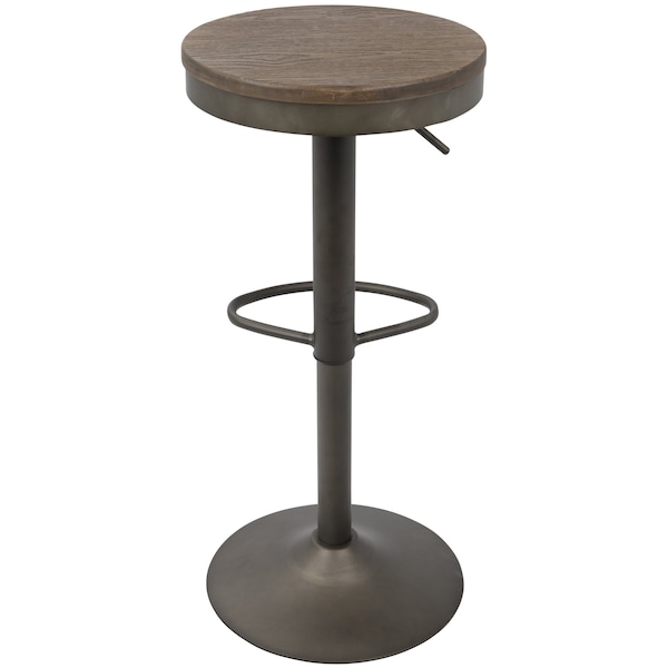 Lumisource Dakota Adjustable Swivel Barstool in Antique and Brown, PK 2 - BS-DAK AN+BN2