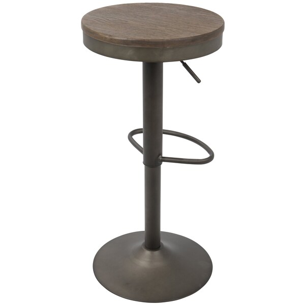 Lumisource Dakota Adjustable Swivel Barstool in Antique and Brown, PK 2 - BS-DAK AN+BN2