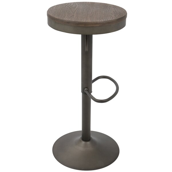 Lumisource Dakota Adjustable Swivel Barstool in Antique and Brown, PK 2 - BS-DAK AN+BN2