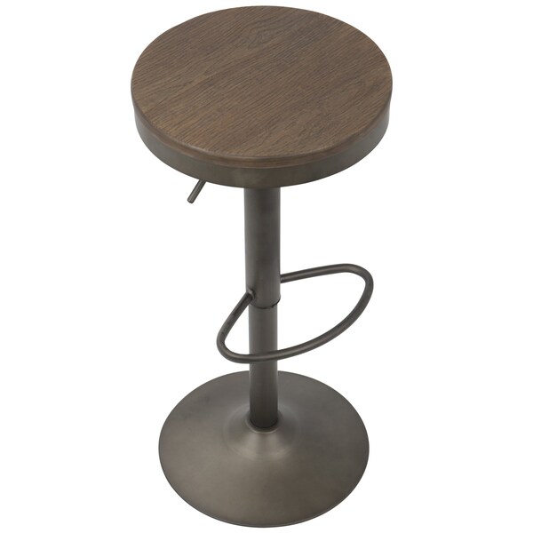 Lumisource Dakota Adjustable Swivel Barstool in Antique and Brown, PK 2 - BS-DAK AN+BN2