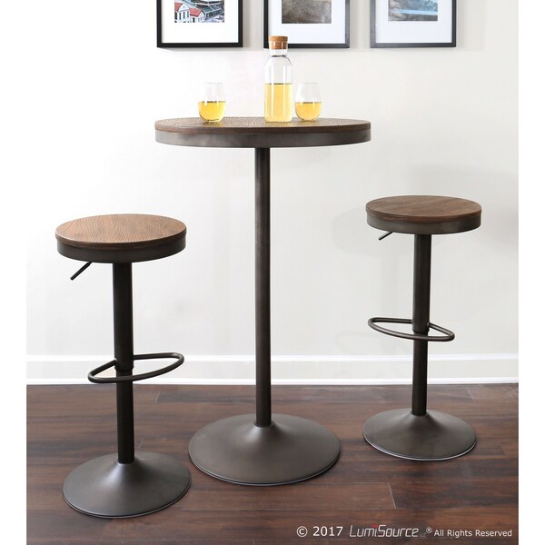Lumisource Dakota Adjustable Swivel Barstool in Antique and Brown, PK 2 - BS-DAK AN+BN2