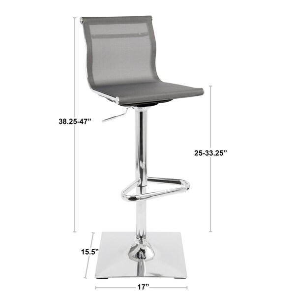 Lumisource Mirage Adjustable Swivel Barstool in Black - BS-TW-MIRAGE BK