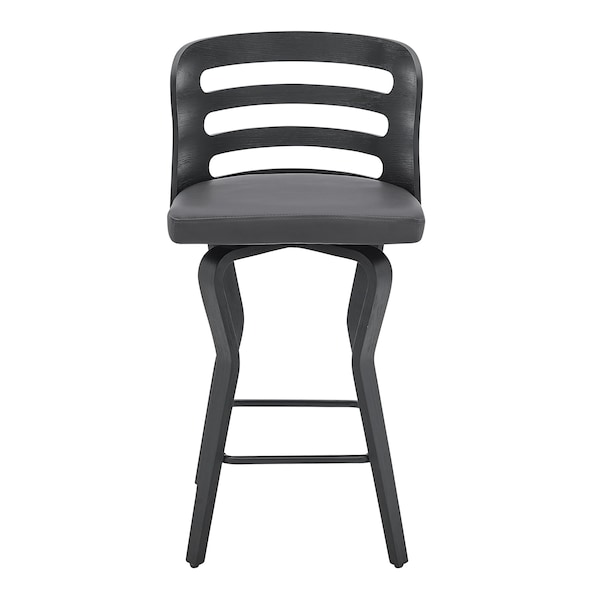 Armen Living Verne 26" Swivel Gray Faux Leather and Black Wood Bar Stool - LCVRBABLGR26