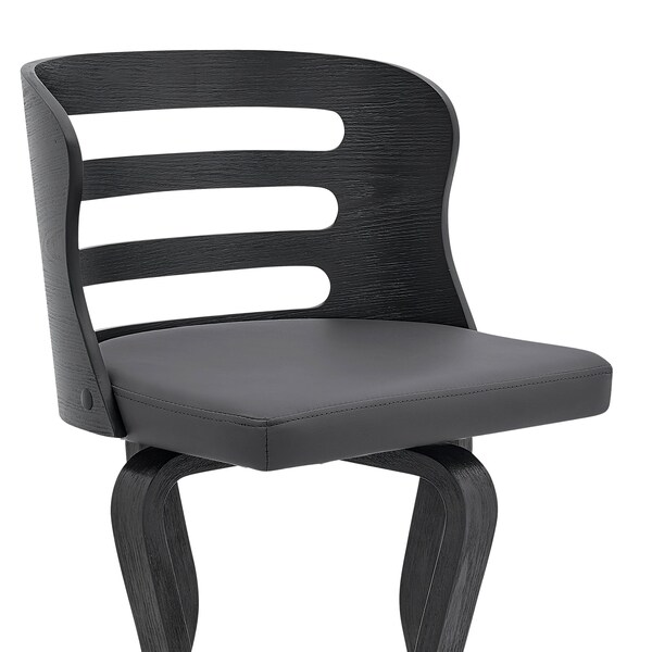 Armen Living Verne 26" Swivel Gray Faux Leather and Black Wood Bar Stool - LCVRBABLGR26