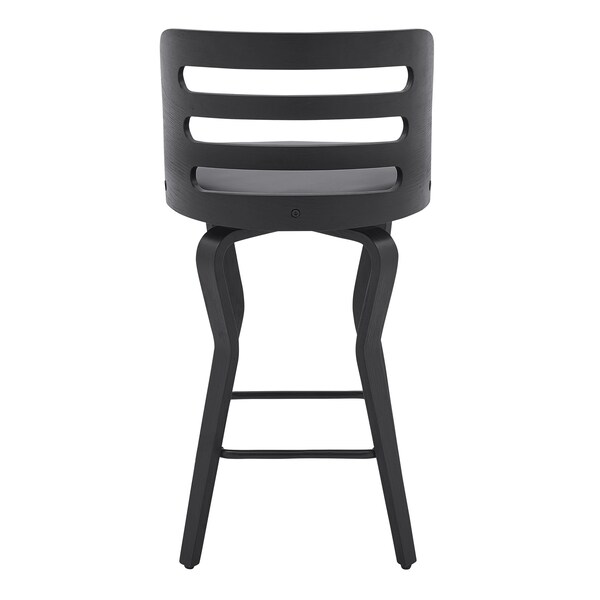 Armen Living Verne 26" Swivel Gray Faux Leather and Black Wood Bar Stool - LCVRBABLGR26
