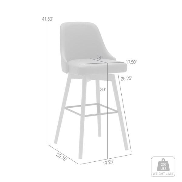 Armen Living Sicily 30in Swivel Walnut Wood Bar Stool in Gray Faux Leather - LCSIBAWAGRY30