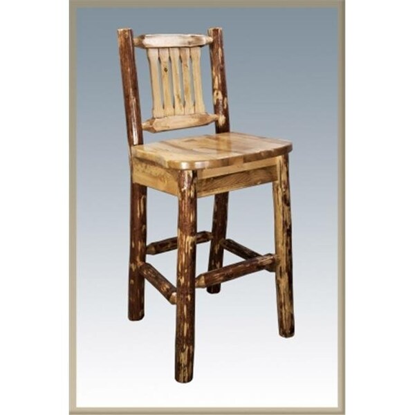 Montana Woodworks Montana Woodworks MWGCBSWNR Glacier Country Barstool; with Back Standard Wooden Seat - MWGCBSWNR
