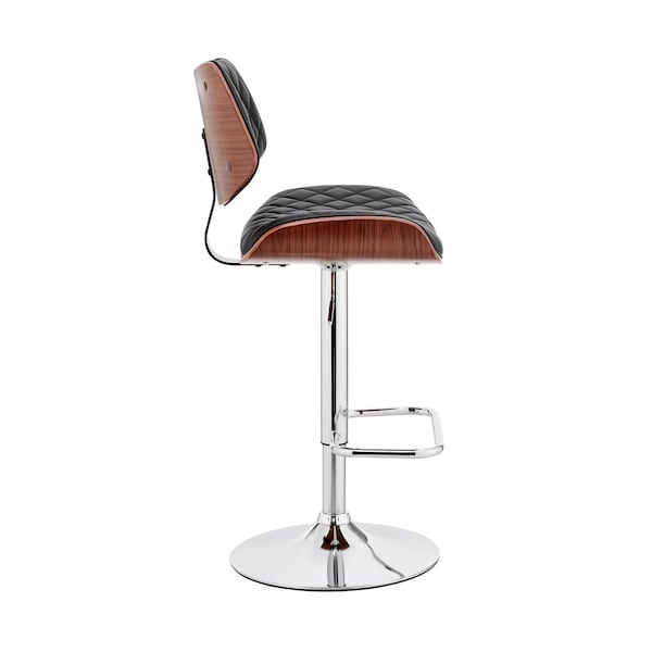 Armen Living Leland Adjustable Black Faux Leather and Chrome Finish Bar Stool - LCLEBAWABL