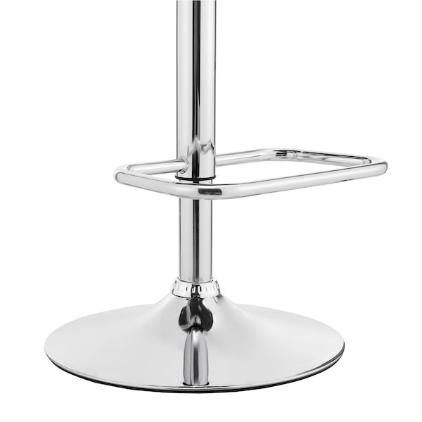 Armen Living Leland Adjustable Black Faux Leather and Chrome Finish Bar Stool - LCLEBAWABL