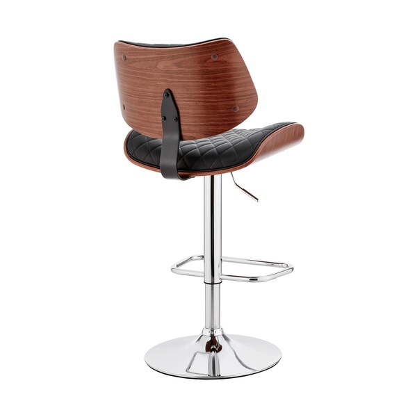 Armen Living Leland Adjustable Black Faux Leather and Chrome Finish Bar Stool - LCLEBAWABL