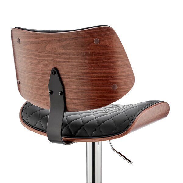 Armen Living Leland Adjustable Black Faux Leather and Chrome Finish Bar Stool - LCLEBAWABL