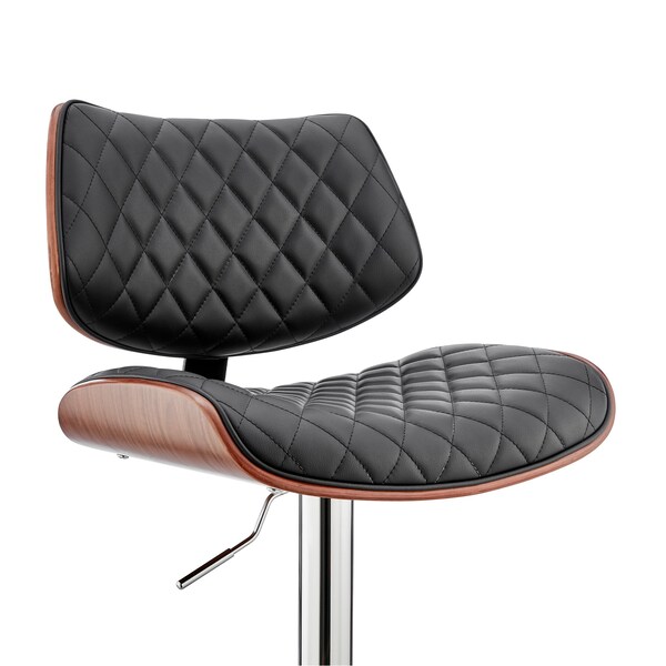 Armen Living Leland Adjustable Black Faux Leather and Chrome Finish Bar Stool - LCLEBAWABL