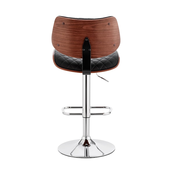 Armen Living Leland Adjustable Black Faux Leather and Chrome Finish Bar Stool - LCLEBAWABL