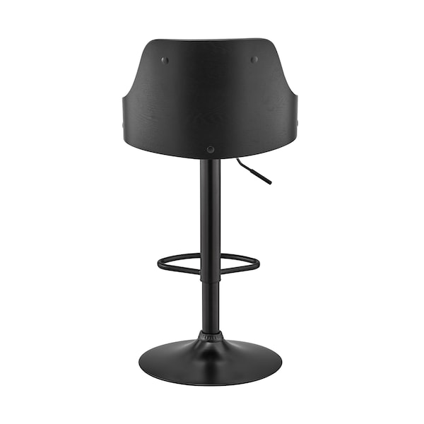 Armen Living Asher Adjustable Gray Faux Leather and Black Finish Bar Stool - LCARBABLBLGR