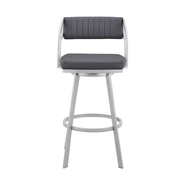 Armen Living Capri 30" Swivel Slate Gray Faux Leather and Silver Metal Bar Stool - LCCPBASLGR30