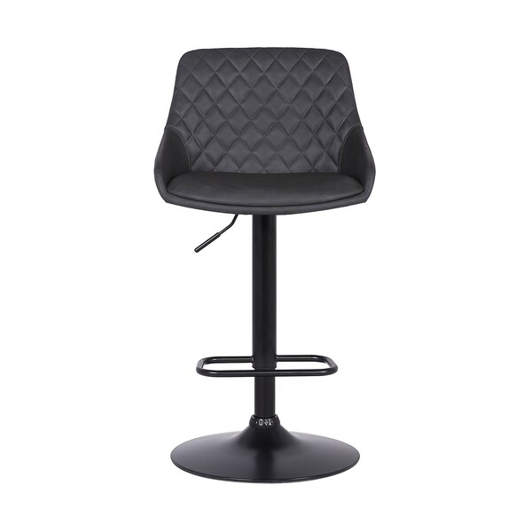 Armen Living Anibal Adjustable Height Swivel Gray Faux Leather and Black Metal Bar Stool - LCANSWBABLGR