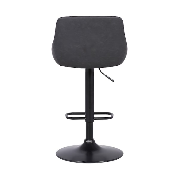 Armen Living Anibal Adjustable Height Swivel Gray Faux Leather and Black Metal Bar Stool - LCANSWBABLGR