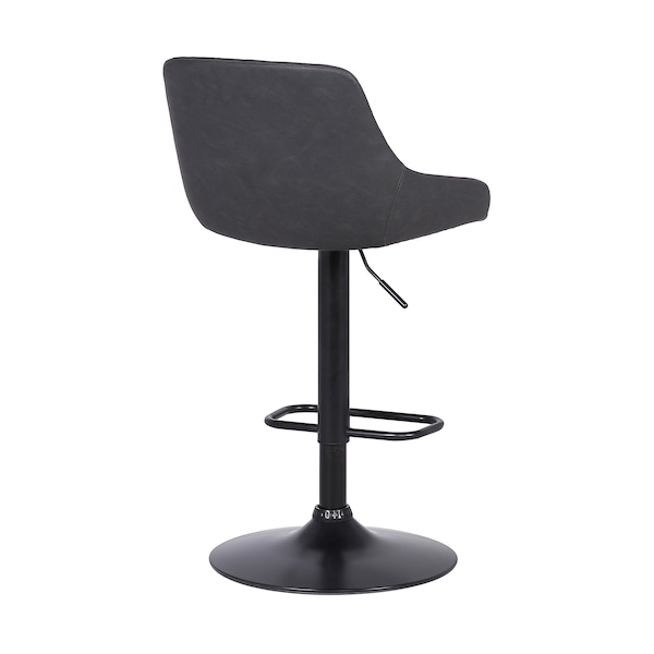 Armen Living Anibal Adjustable Height Swivel Gray Faux Leather and Black Metal Bar Stool - LCANSWBABLGR