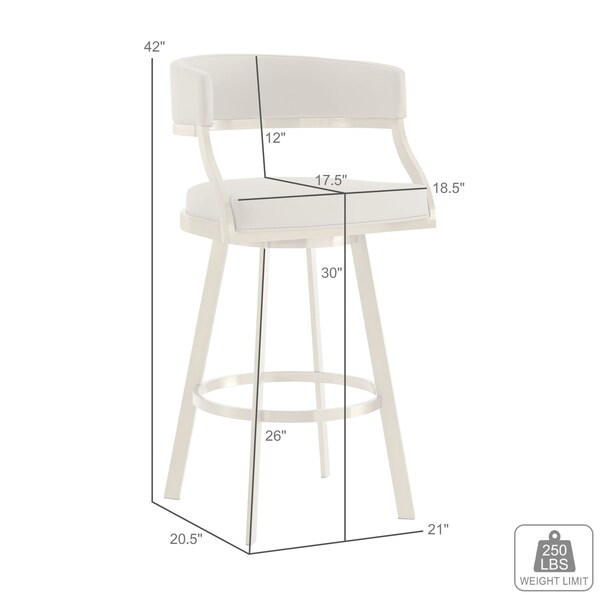 Armen Living Saturn 30in Swivel Bar Stool with Gold Brushed Stainless Steel and Black Faux Leather - LCSNSWBABGLBLK30