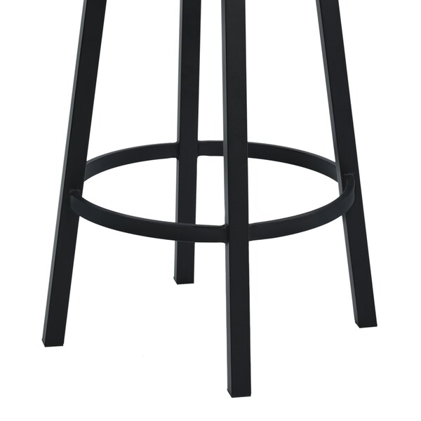Armen Living Titana 30" Bar Height Metal Swivel Barstool in Ford Black Pu and Black Finish - 721535746910