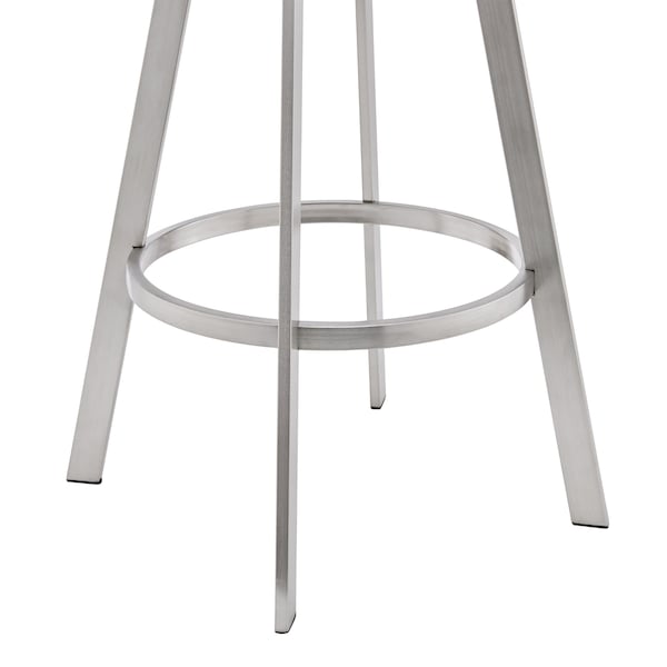 Armen Living Chelsea 25" Swivel Counter Stool with Brushed Stainless Steel and Black Faux Leather - LCCSBABSBL26