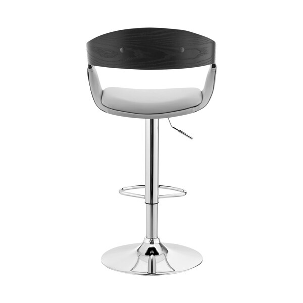 Armen Living Benson Adjustable Gray Faux Leather and Black Wood Bar Stool with Chrome Base - LCBNBABLGR