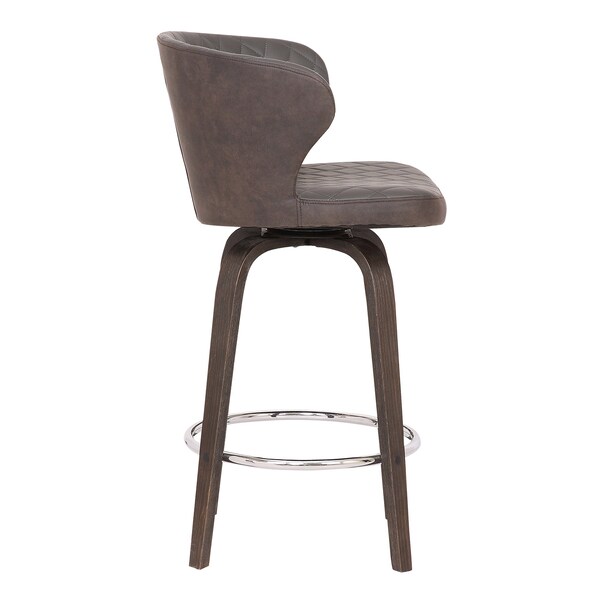 Armen Living Mynette 26" Swivel Brown Faux Leather Bar Stool - LCMTBAWABR26