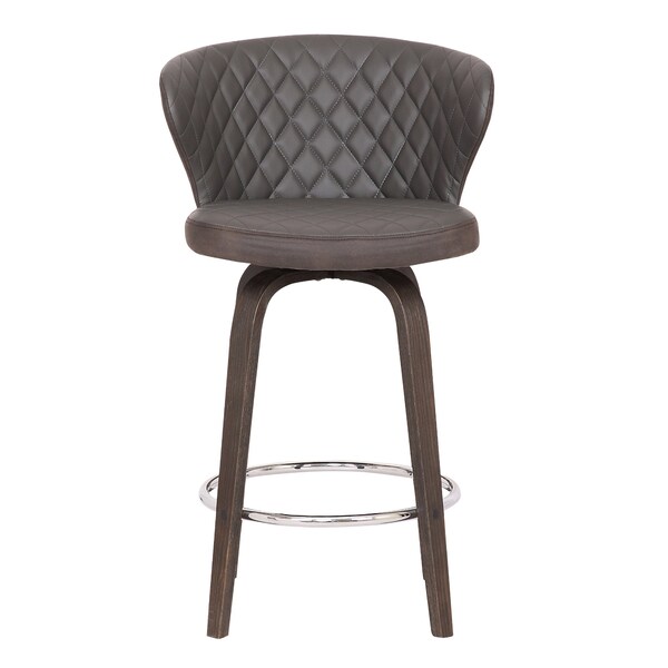 Armen Living Mynette 26" Swivel Brown Faux Leather Bar Stool - LCMTBAWABR26