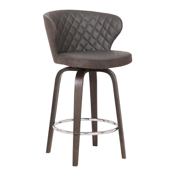 Armen Living Mynette 26" Swivel Brown Faux Leather Bar Stool - LCMTBAWABR26