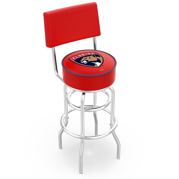 Holland Bar Stool Co 30" Chrome 2-Ring Florida Panthers Swivel Bar Stool, Back - L7C430FLAPAN