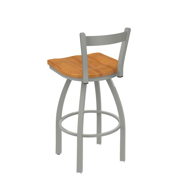 Holland Bar Stool Co 30" Low Back Swivel Bar Stool, Nickel Finish, Med Maple Seat - 82130ANMEDMPL