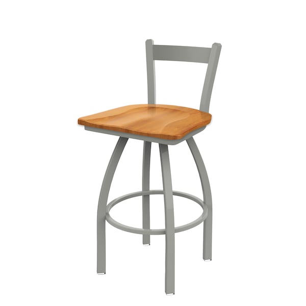 Holland Bar Stool Co 30" Low Back Swivel Bar Stool, Nickel Finish, Med Maple Seat - 82130ANMEDMPL