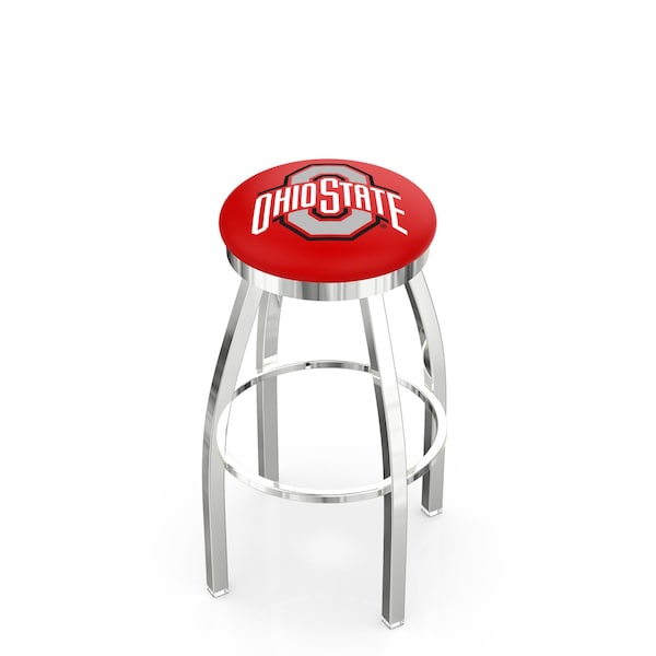 Holland Bar Stool Co 30" Chrome Ohio State Swivel Bar Stool, Accent Ring - L8C2C30OHIOST