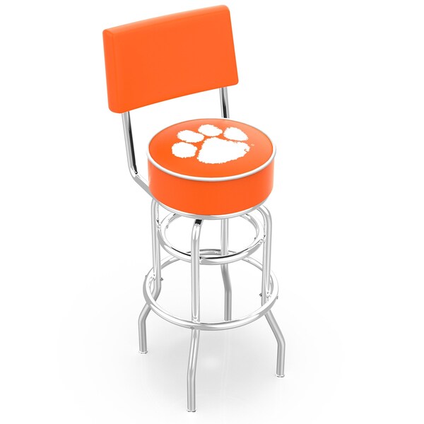 Holland Bar Stool Co 30" Chrome 2-Ring Clemson Swivel Bar Stool, Back - L7C430CLMSON