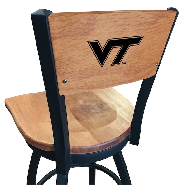 Holland Bar Stool Co 25" Blk Wrinkle Virginia Tech Swivel Bar Stool, Laser Engraved Back - L03825BWMEDMPLAVATECHMEDMPL