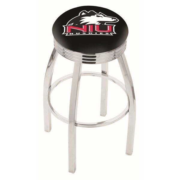 Holland Bar Stool Co 30" Chrome Northern Illinois Swivel Bar Stool, Accent Ring - L8C3C30NORILL