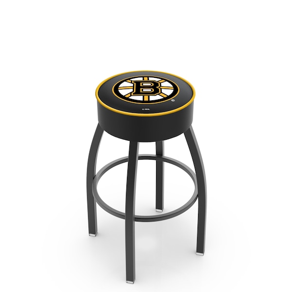 Holland Bar Stool Co 30" 4" Boston Bruins Cushion Seat, Blk Wrinkle Base Swivel Bar Stool - L8B130BOSBRU