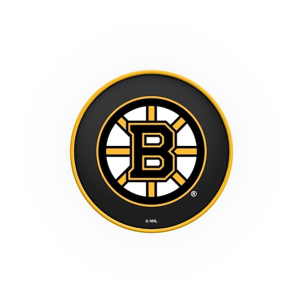 Holland Bar Stool Co 30" 4" Boston Bruins Cushion Seat, Blk Wrinkle Base Swivel Bar Stool - L8B130BOSBRU