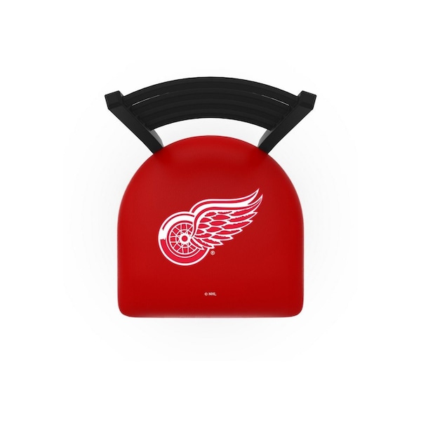Holland Bar Stool Co 25" Blk Wrinkle Detroit Red Wings Swivel Bar Stool, Ladder Back - L01425DETRED