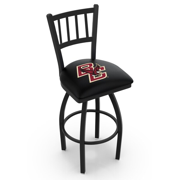 Holland Bar Stool Co 25" Blk Wrinkle Boston College Swivel Bar Stool, Jailhouse Back - L01825BOSTNC