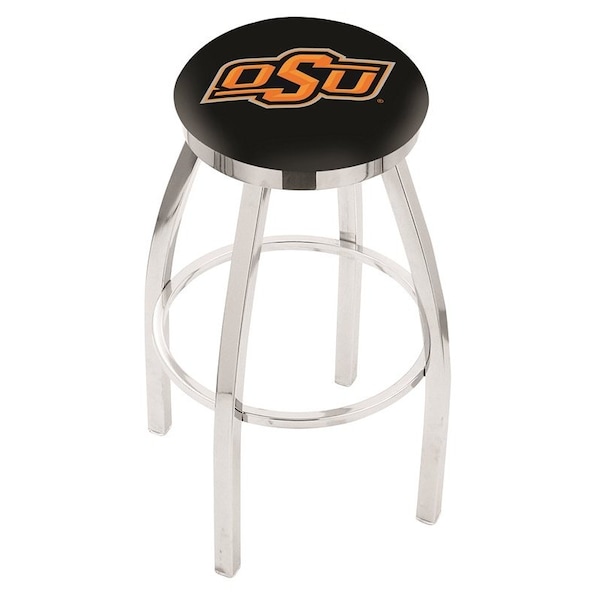 Holland Bar Stool Co 30" Chrome Oklahoma State Swivel Bar Stool, Accent Ring - L8C2C30OKSTUN