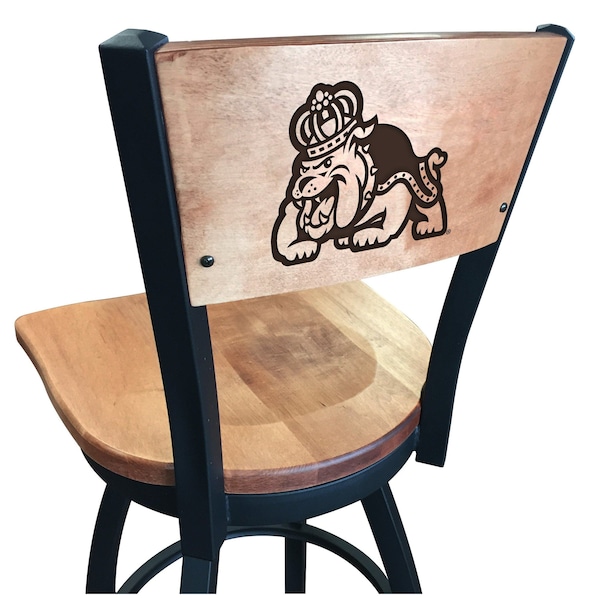 Holland Bar Stool Co 30" Blk Wrinkle James Madison Swivel Bar Stool, Laser Engraved Back - L03830BWMEDMPLAJMSMADMEDMPL