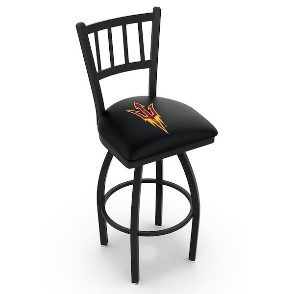 Holland Bar Stool Co 30" Blk Wrnkl Arizona State Swivel Bar Stool, Jailhouse Back, Pitchfork - L01830ARIZST-F