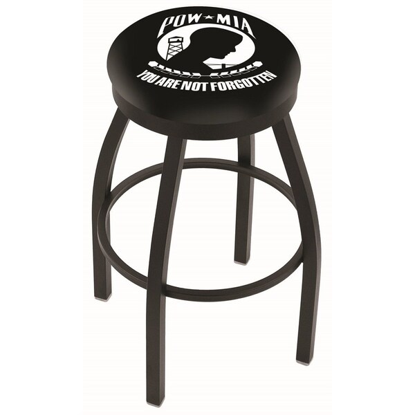 Holland Bar Stool Co 25" Blk Wrinkle POW/MIA Swivel Bar Stool, Accent Ring - L8B2B25POWMIA
