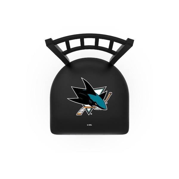 Holland Bar Stool Co 30" Blk Wrinkle San Jose Sharks Swivel Bar Stool, Jailhouse Back - L01830SJSHAR
