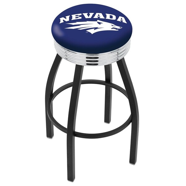 Holland Bar Stool Co 25" Blk Wrinkle Nevada Swivel Bar Stool, Chrome Ring - L8B3C25NEVAUN