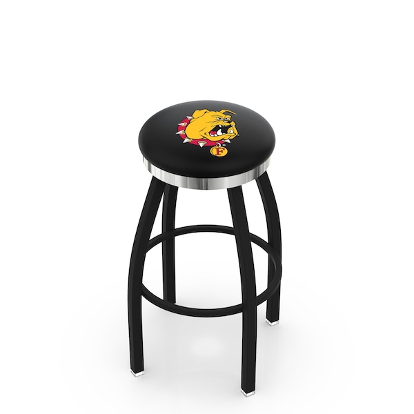 Holland Bar Stool Co 30" Blk Wrinkle Ferris State Swivel Bar Stool, Chrome Ring - L8B2C30FERRST